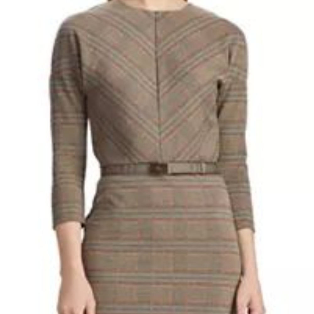 LAUREN RAPH LAUREN PLAID PONTE DRESS SIZE M